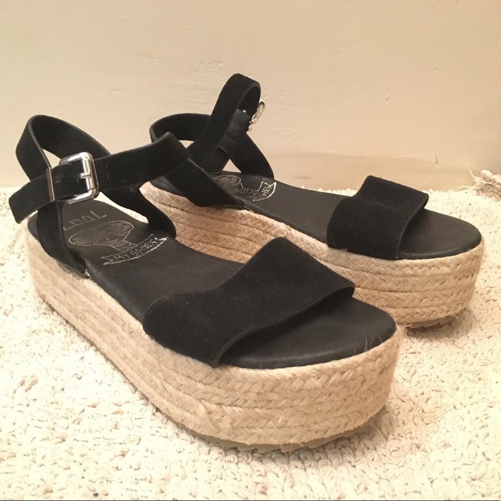 Coolway Platform Black Sandals Sz6 Made in Spain